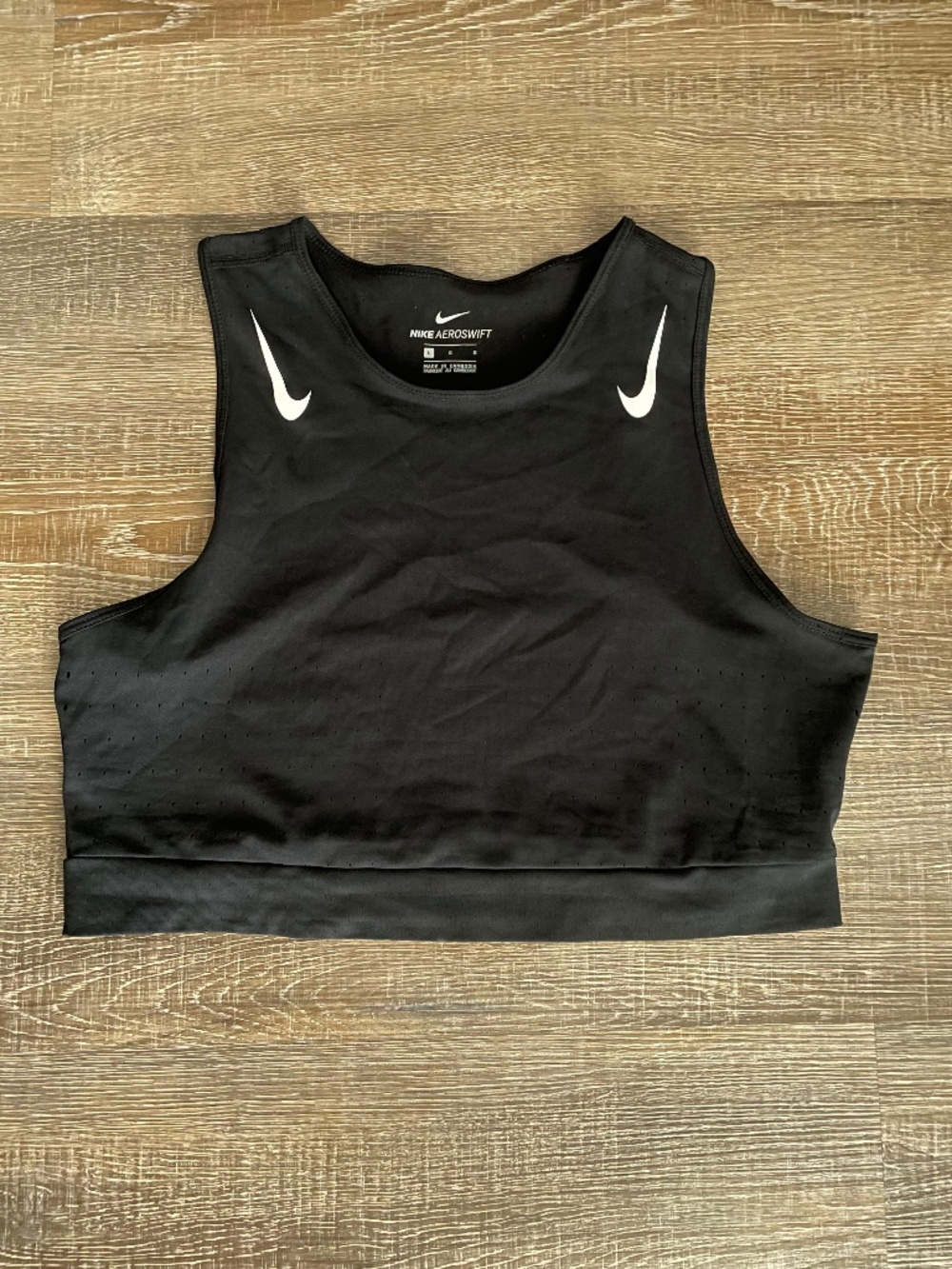 Nike Aeroswift Running Crop Tank, Size Large, Black